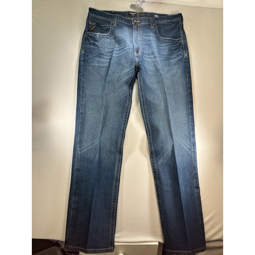 Ariat Jeans Rebar M5 Straight Leg Denim Men's 40X34 Workwear Blue Cowboy Rodeo